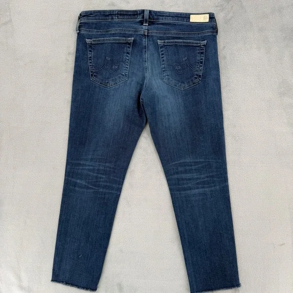 AG Adriano Goldschmied The Stilt Crop Cigarette Jeans Raw Hem Blue Size 30 - Picture 7 of 13